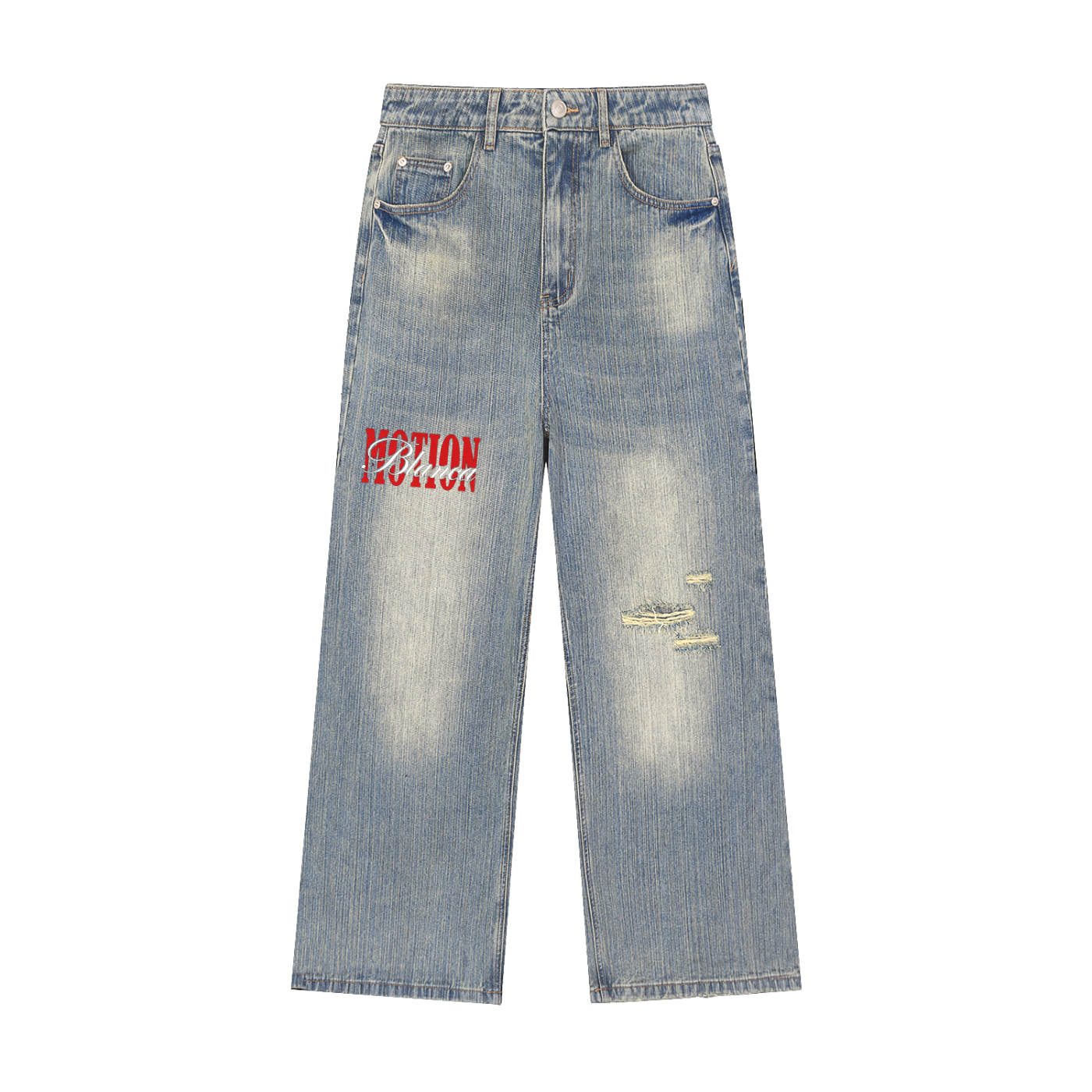 Vintage Wash Distressed Denim Jeans