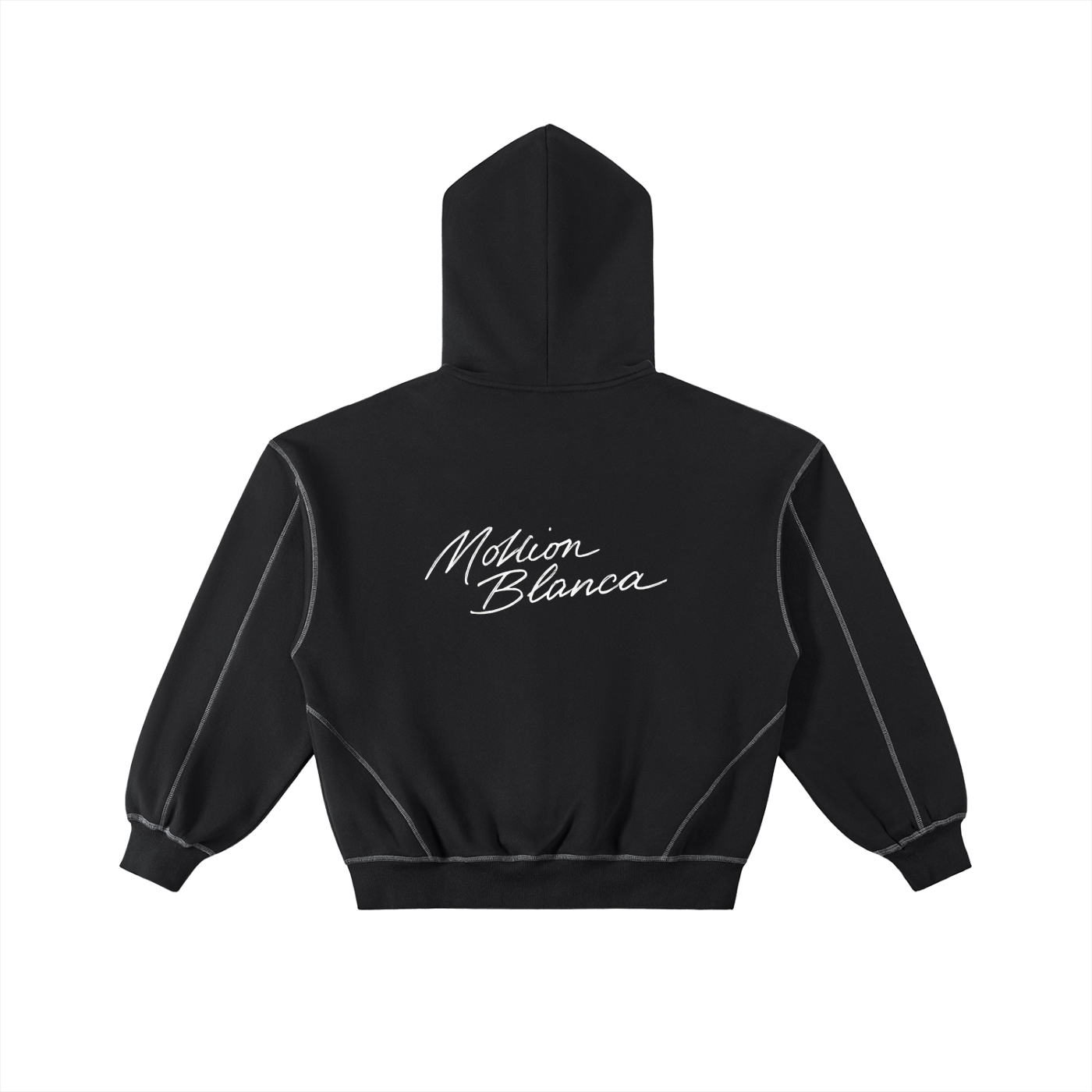Contrast-Stitched Boxy Fleece Zip Hoodie